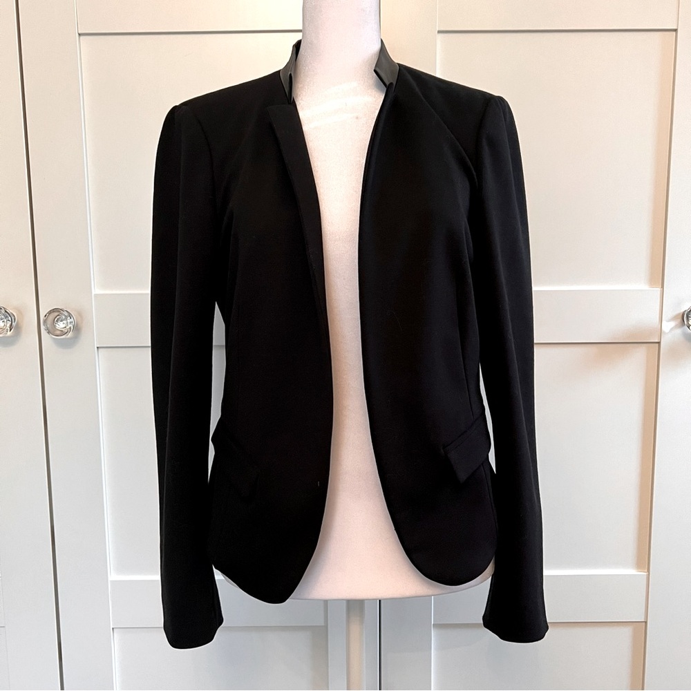 Rebecca Taylor Leather Trim Black Blazer